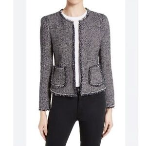 Rebecca Taylor Confetti Tweed Fringe Jacket Blazer